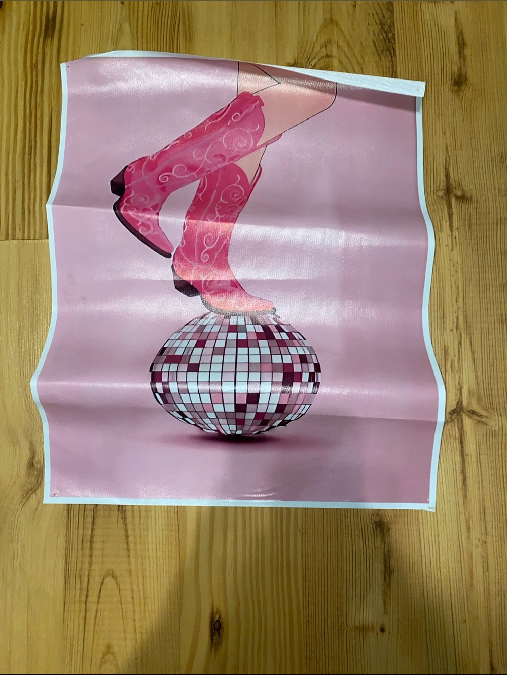 Pink Cowgirl Boots Disco Party Backdrop - Unbranded